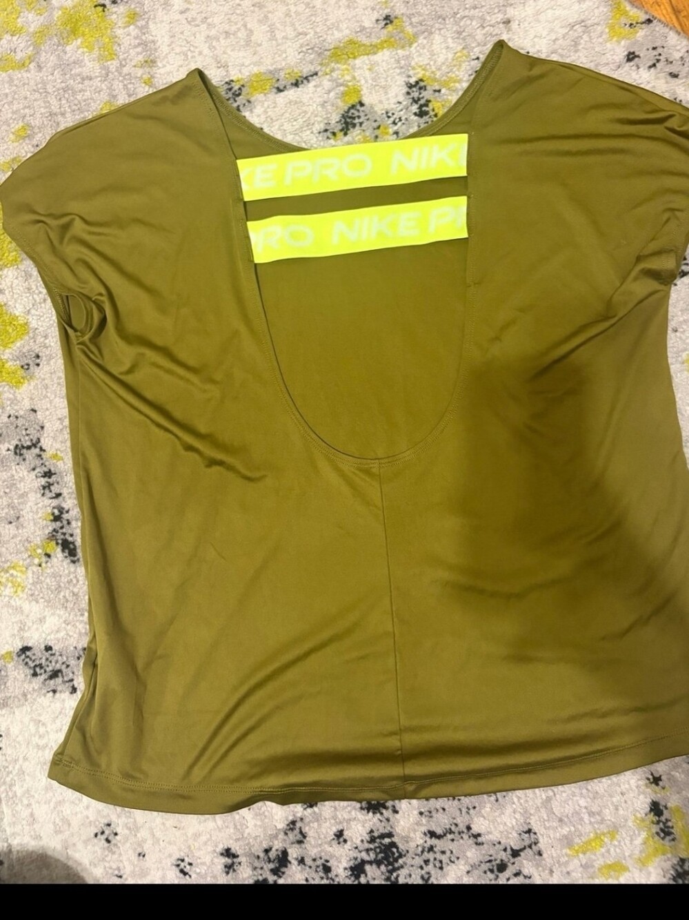 Nike Olive Green / Scoop-Back Tank with Neon Yellow Logo Straps